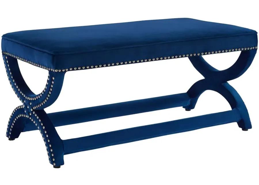 Expound Upholstered Nailhead Trim Performance Velvet Bench