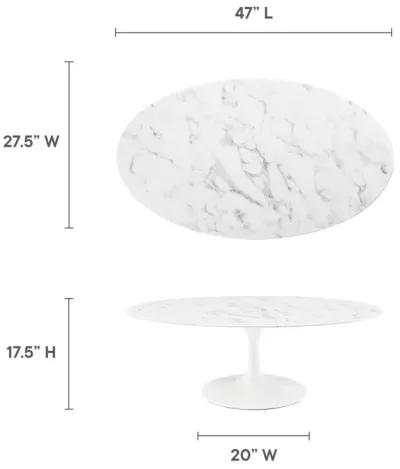 Lippa 48" Oval Artificial Marble Coffee Table