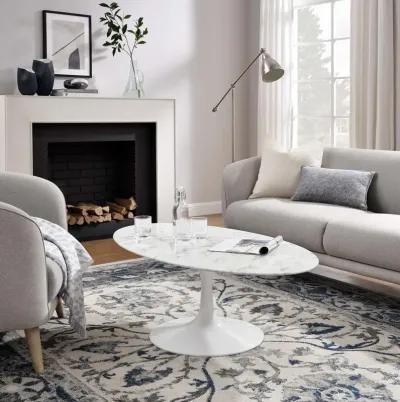 Lippa 48" Oval Artificial Marble Coffee Table