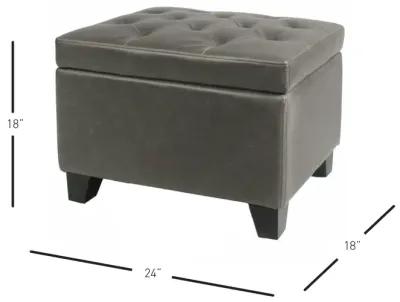 julian rectangular bonded leather storage ottoman, vintage gray