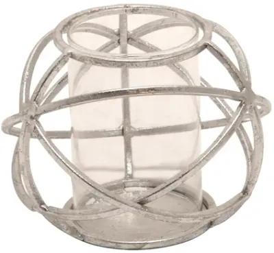 S/2 6" Orb Candle Holder , Silver