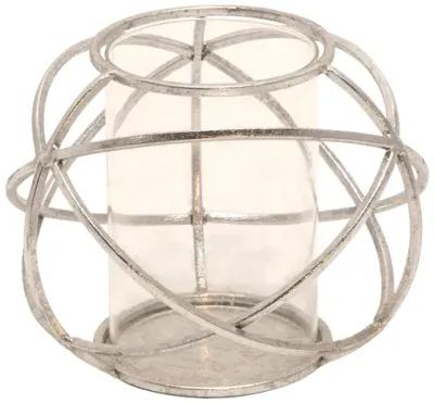 S/2 6" Orb Candle Holder , Silver