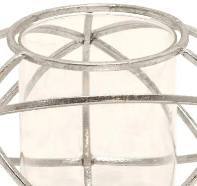 S/2 6" Orb Candle Holder , Silver