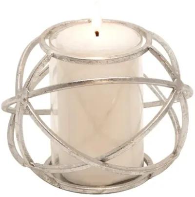 S/2 6" Orb Candle Holder , Silver