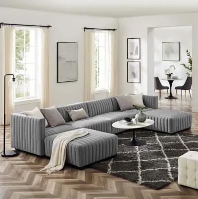 Conjure Channel Tufted Upholstered Fabric 6-Piece Sectional