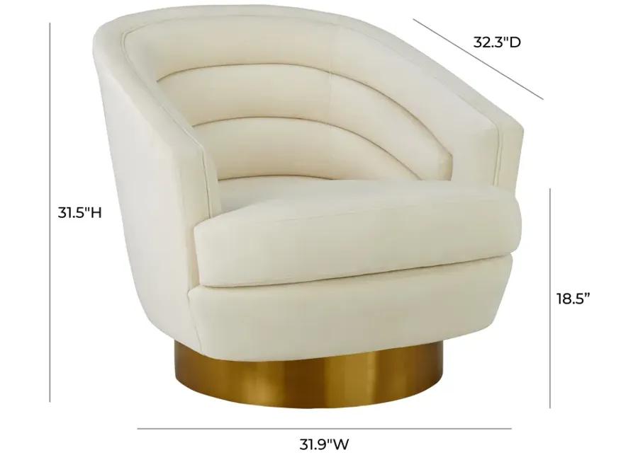 Canyon Cream Velvet Swivel Chair