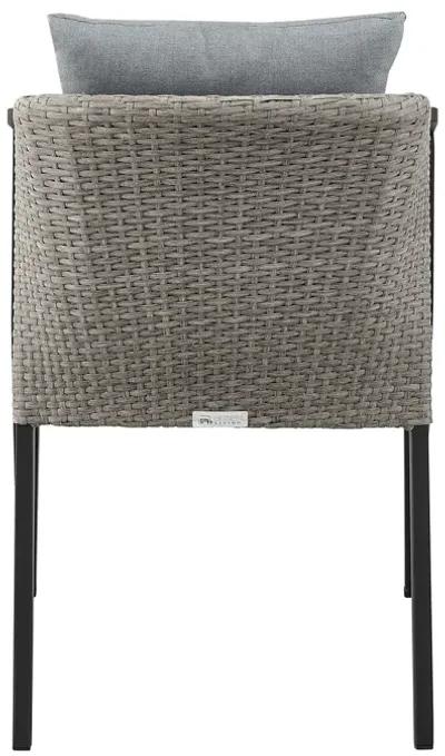 Aileen Outdoor Patio Dining Chairs in Aluminum and Wicker with Gray Cushions - Set of 2