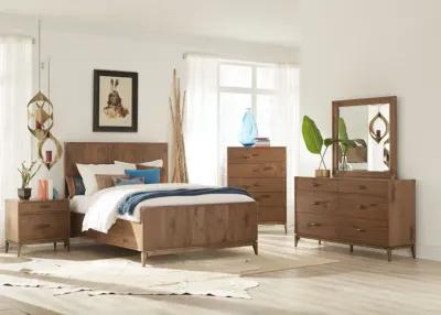 Adler California King-size Panel Bed in Natural Walnut