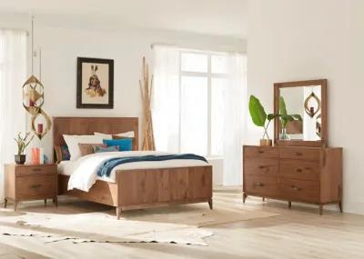 Adler California King-size Panel Bed in Natural Walnut