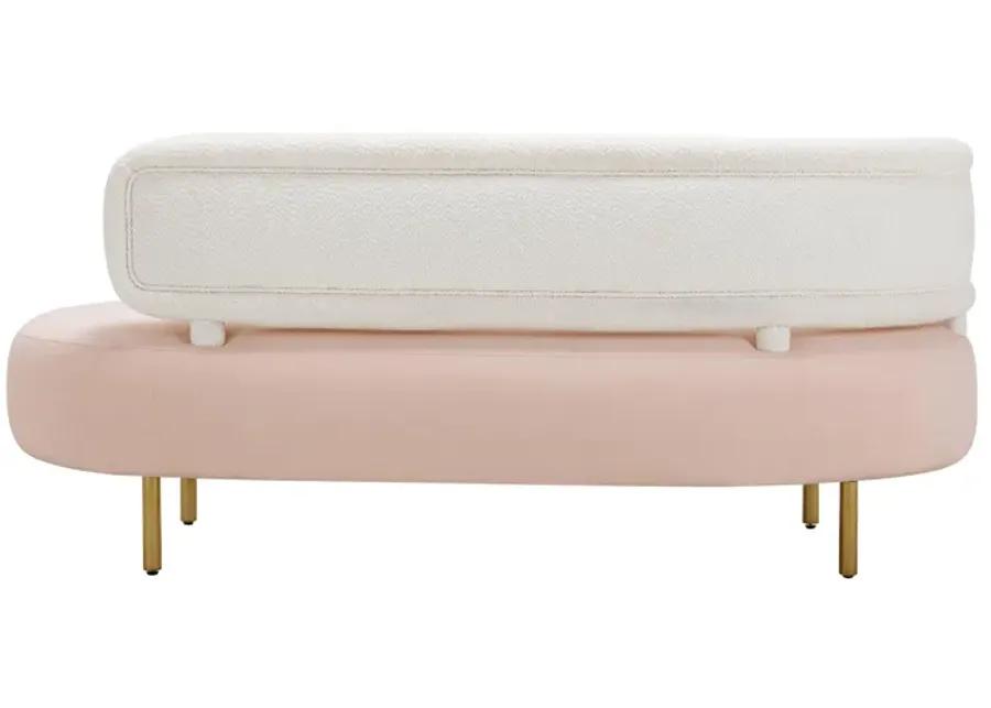 Tischa Cream Boucle & Blush Velvet Sofa