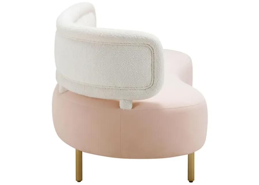 Tischa Cream Boucle & Blush Velvet Sofa