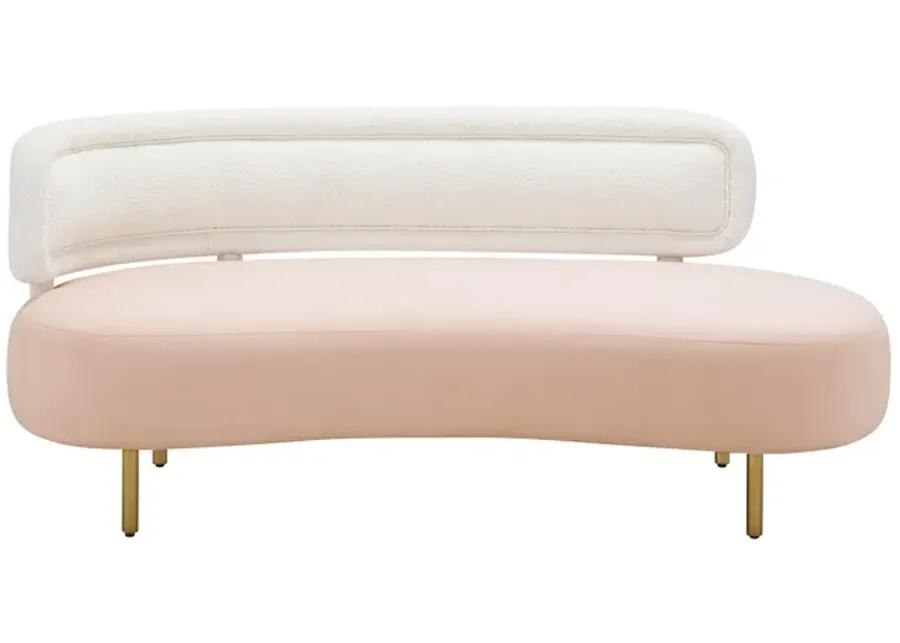 Tischa Cream Boucle & Blush Velvet Sofa