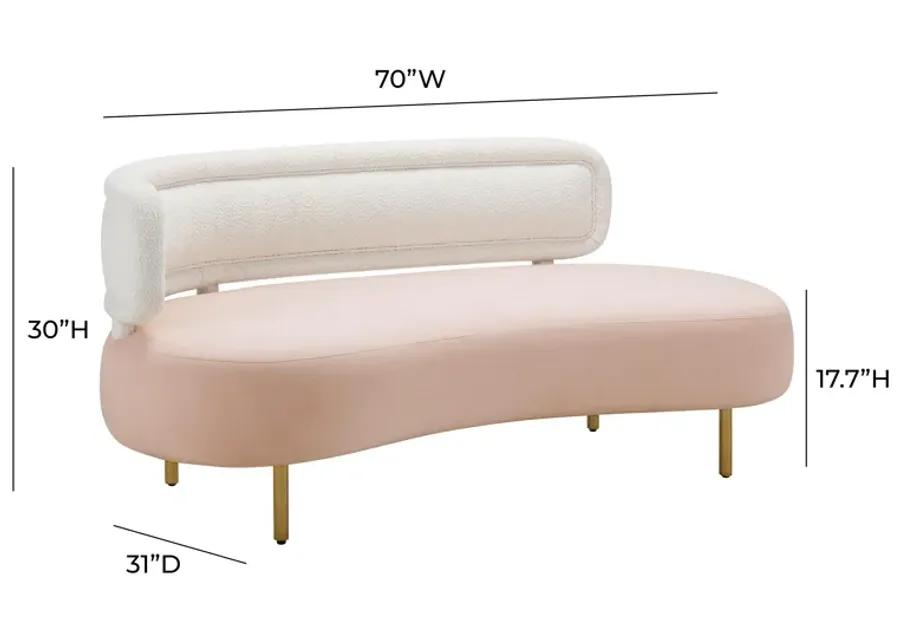 Tischa Cream Boucle & Blush Velvet Sofa