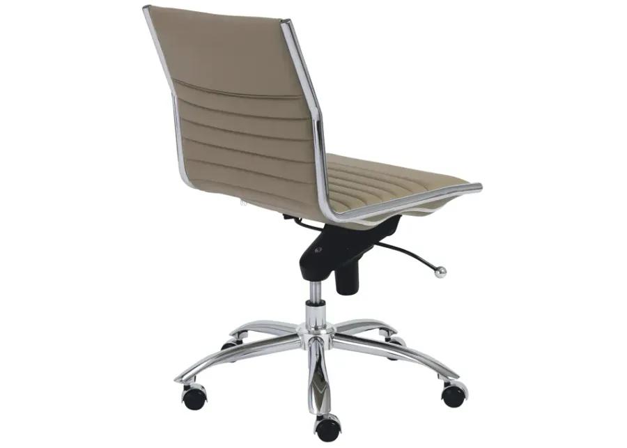 Dirk Low Back Office Chair w/o Armrests in Taupe with Chromed Steel Base