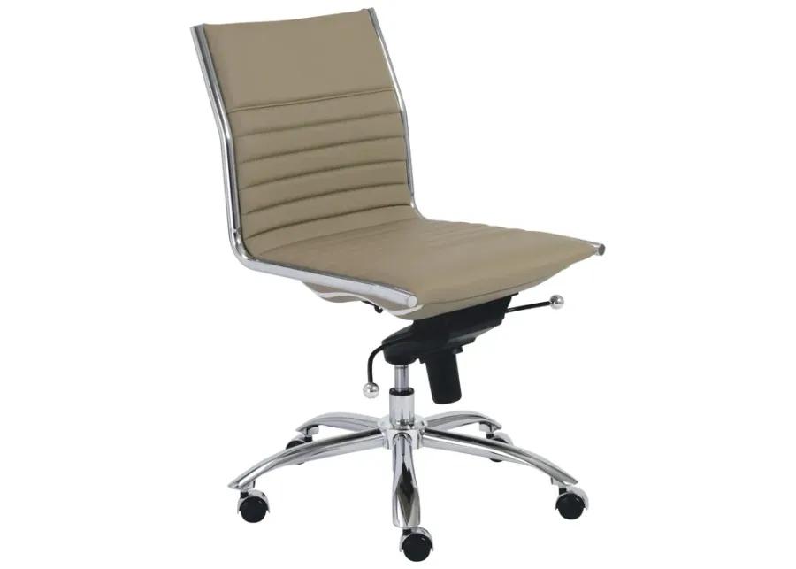 Dirk Low Back Office Chair w/o Armrests in Taupe with Chromed Steel Base