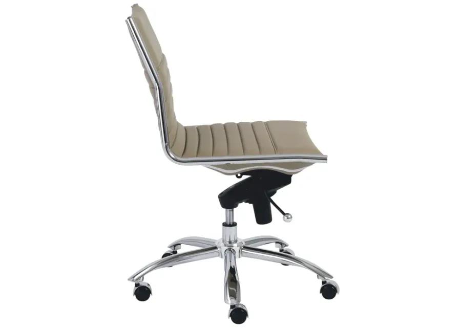 Dirk Low Back Office Chair w/o Armrests in Taupe with Chromed Steel Base