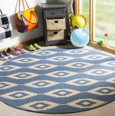 LINDEN 171 Collection LND171N-6R Cream / Blue 6'-7" X 6'-7" Round