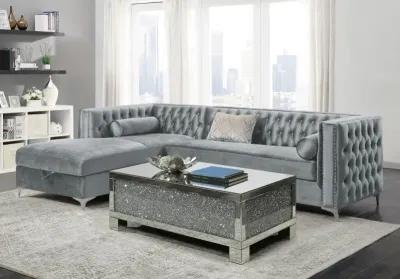 Bellaire Button-tufted Upholstered Sectional Silver