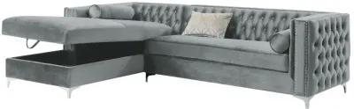 Bellaire Button-tufted Upholstered Sectional Silver