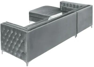 Bellaire Button-tufted Upholstered Sectional Silver