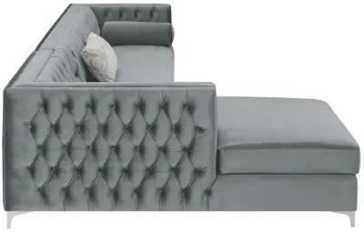 Bellaire Button-tufted Upholstered Sectional Silver