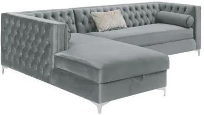 Bellaire Button-tufted Upholstered Sectional Silver