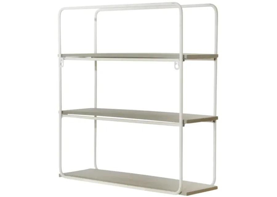 Metal/wood 3 Tier Wall Shelf, Gray/white