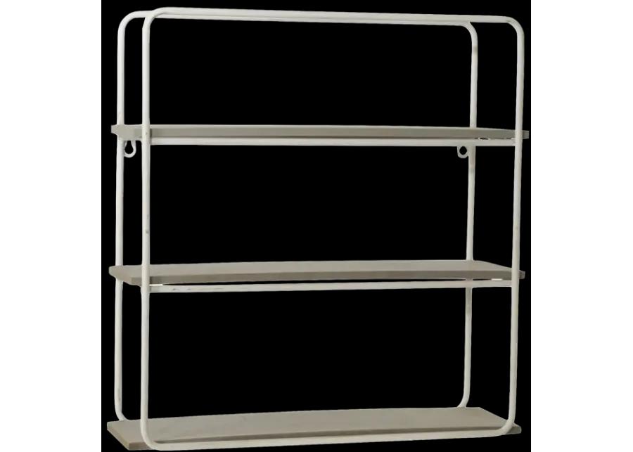 Metal/wood 3 Tier Wall Shelf, Gray/white