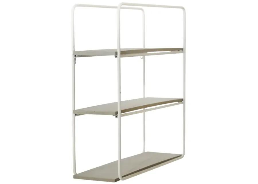 Metal/wood 3 Tier Wall Shelf, Gray/white