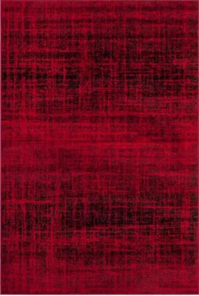 Adirondack Contemporary Red / Black 2'-6" X 18' Powerloomed Rug