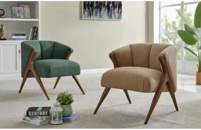 florence fabric accent chair brown legs, havana green