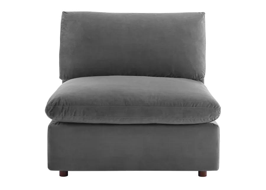 Commix Down Filled Overstuffed Performance Velvet Armless Chair