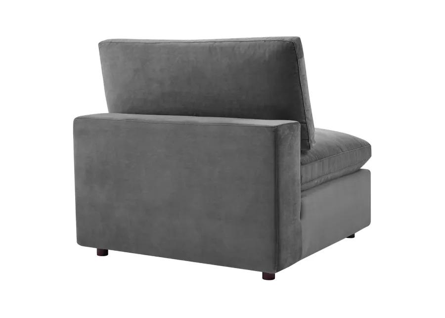 Commix Down Filled Overstuffed Performance Velvet Armless Chair