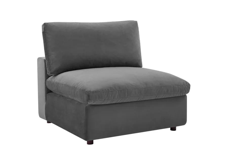 Commix Down Filled Overstuffed Performance Velvet Armless Chair