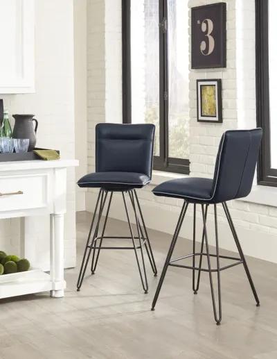 Demi Hairpin Leg Swivel Bar Stool in Cobalt