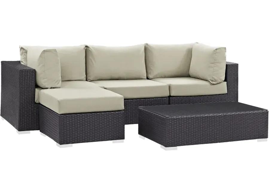 Convene 5 Piece Outdoor Patio Sectional Set