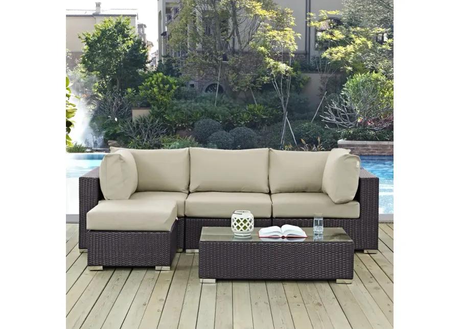 Convene 5 Piece Outdoor Patio Sectional Set