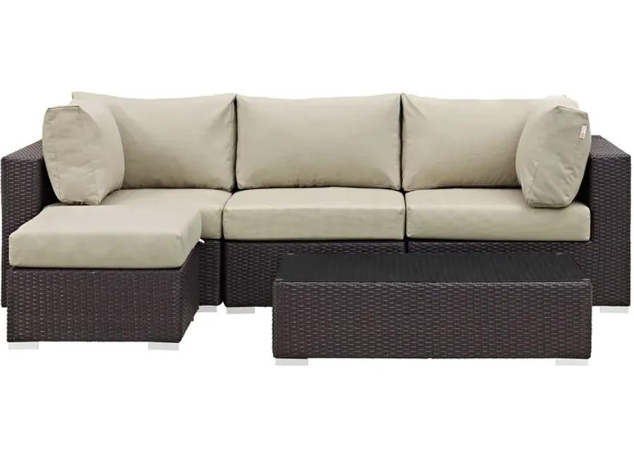 Convene 5 Piece Outdoor Patio Sectional Set