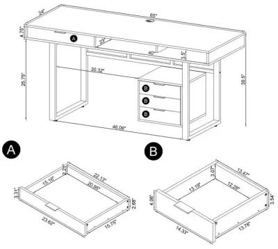 Whitman 4-drawer Writing Desk Weathered Grey