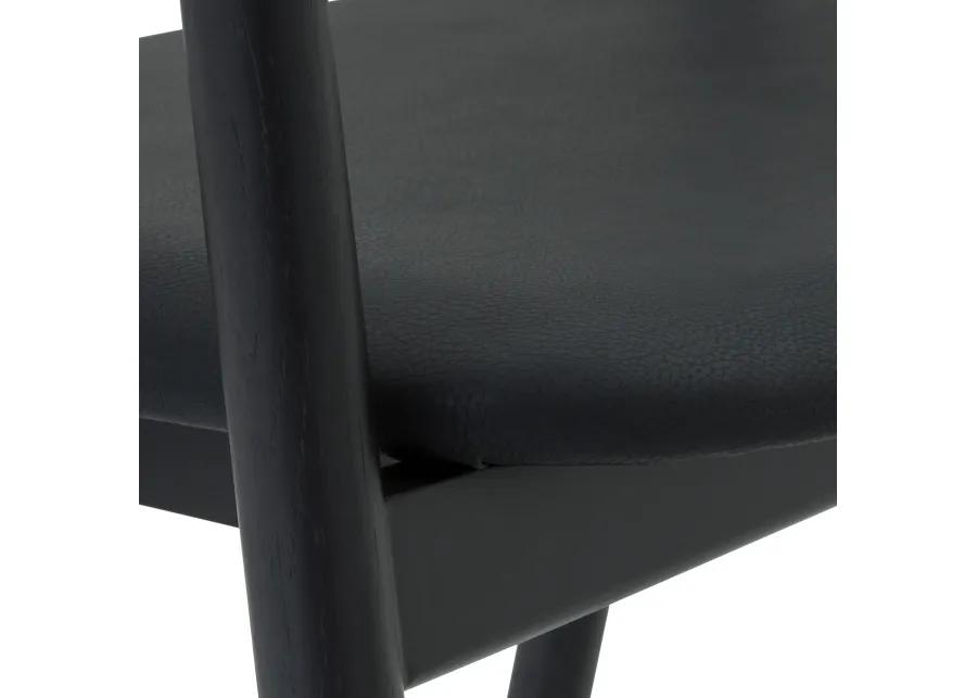 Apache Black Oak Wood and Faux Leather Dining Chair