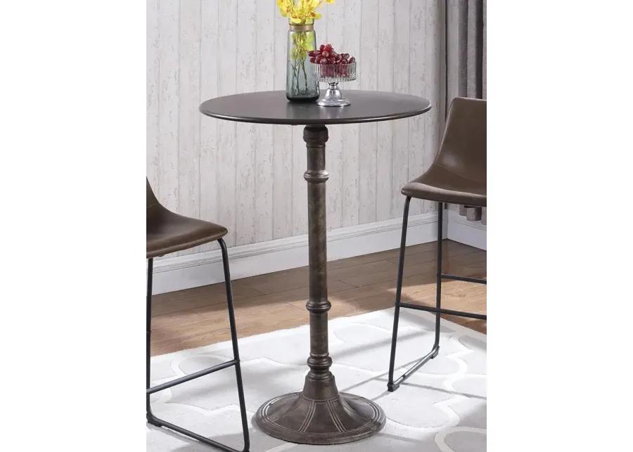 Oswego Round Bar Table Dark Russet and Antique Bronze