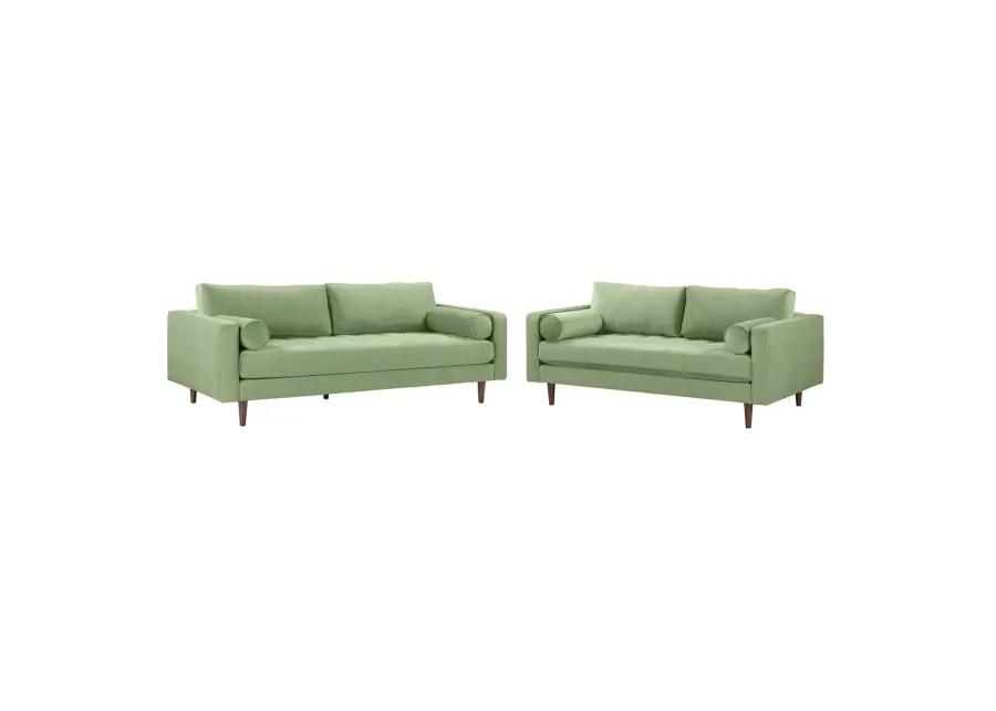 Cave Sage Green Velvet Living Room Set