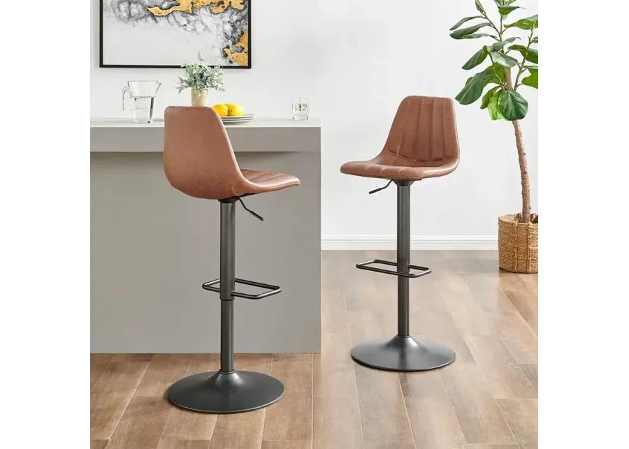 Robert KD PU Gaslift Swivel Bar Stool, Umber Brown 