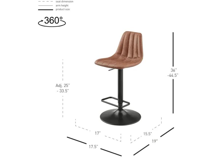 Robert KD PU Gaslift Swivel Bar Stool, Umber Brown 