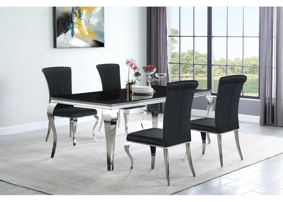 Carone Rectangular Glass Top Dining Table Black and Chrome