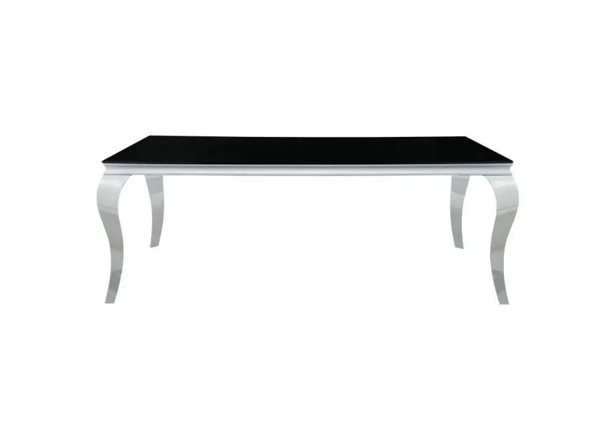 Carone Rectangular Glass Top Dining Table Black and Chrome