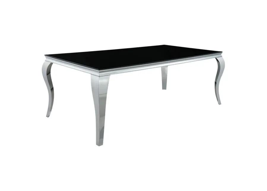 Carone Rectangular Glass Top Dining Table Black and Chrome