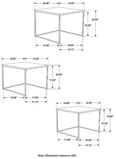 Medora 3-piece Nesting Table with Marble Top