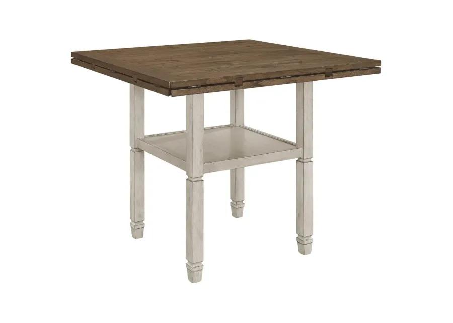 Sarasota Counter Height Table with Shelf Storage Nutmeg and Rustic Cream