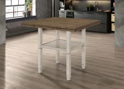 Sarasota Counter Height Table with Shelf Storage Nutmeg and Rustic Cream